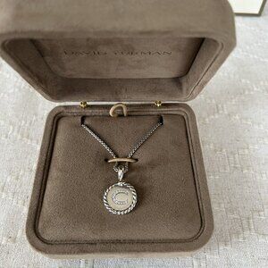 BRAND NEW David Yurman Initial Charm Necklace Sterling Silver with Diamond C
